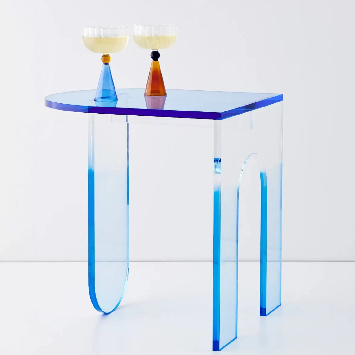 GigiandTom Arched Acrylic Side Table Blue* Furniture