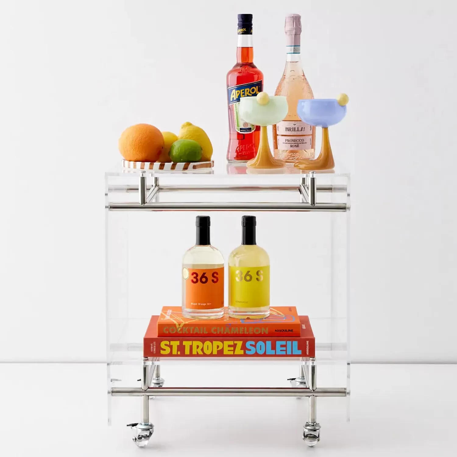 GigiandTom Bauhaus Acrylic Bar Cart Silver* Bar Tools & Accessories