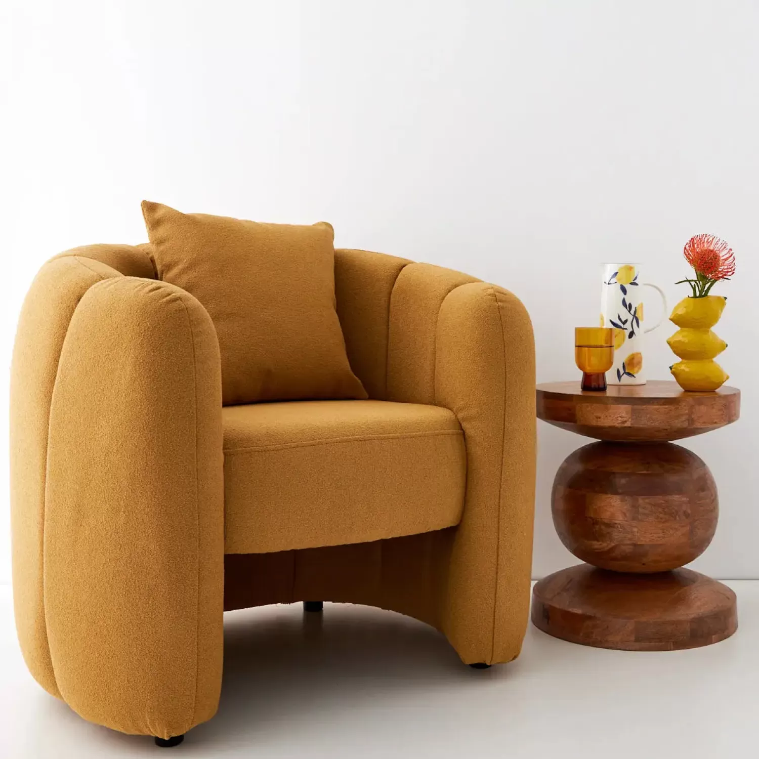 GigiandTom Bloom Boucle Accent Chair Mustard* Furniture