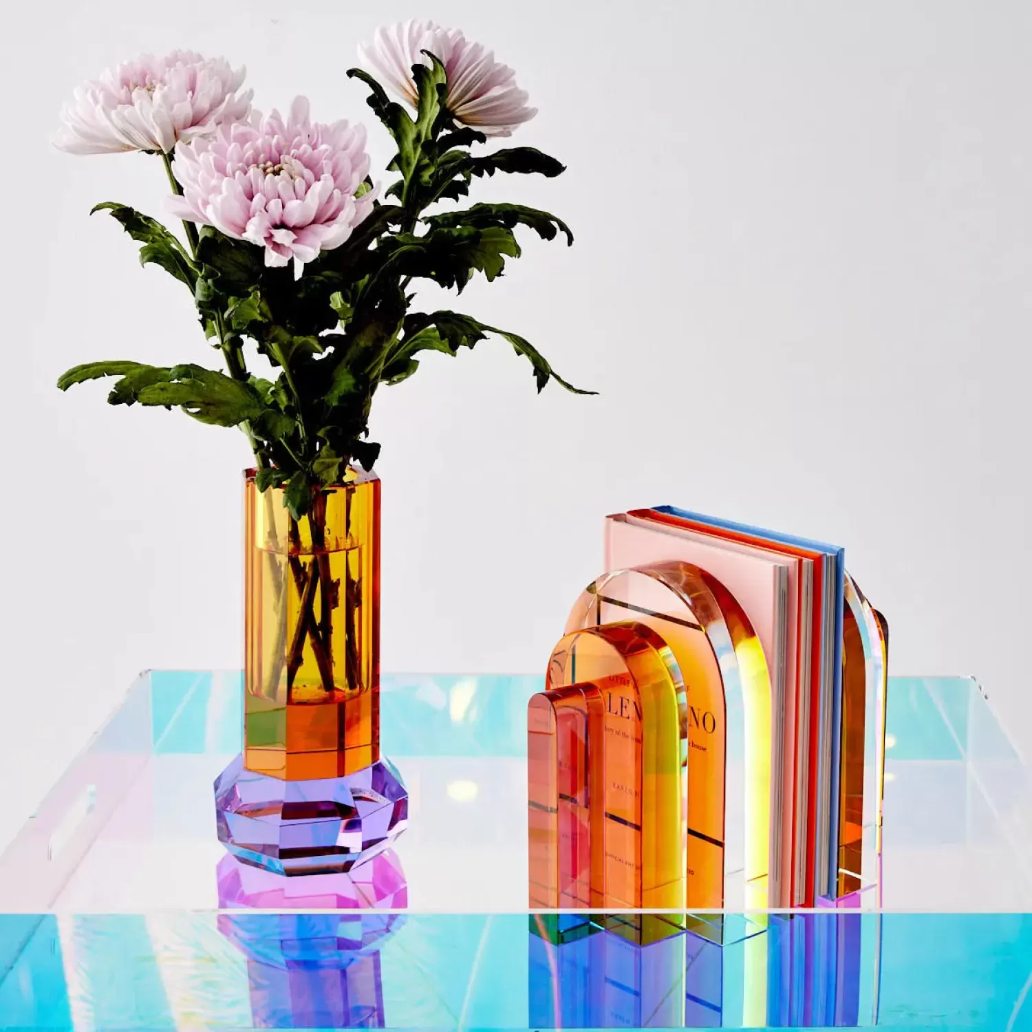 GigiandTom Bow Crystal Bookends Amber Purple* Decorative Objects & Trays