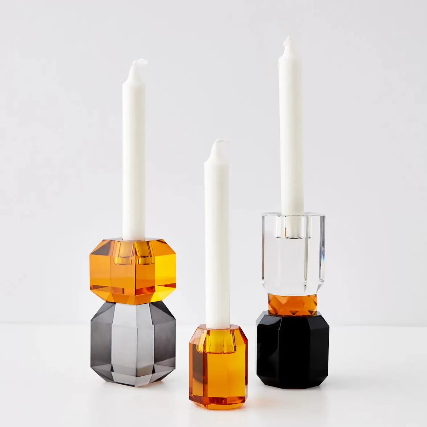 GigiandTom Brilliant Crystal Taper Candle Holder Clear Black* Candle Holders