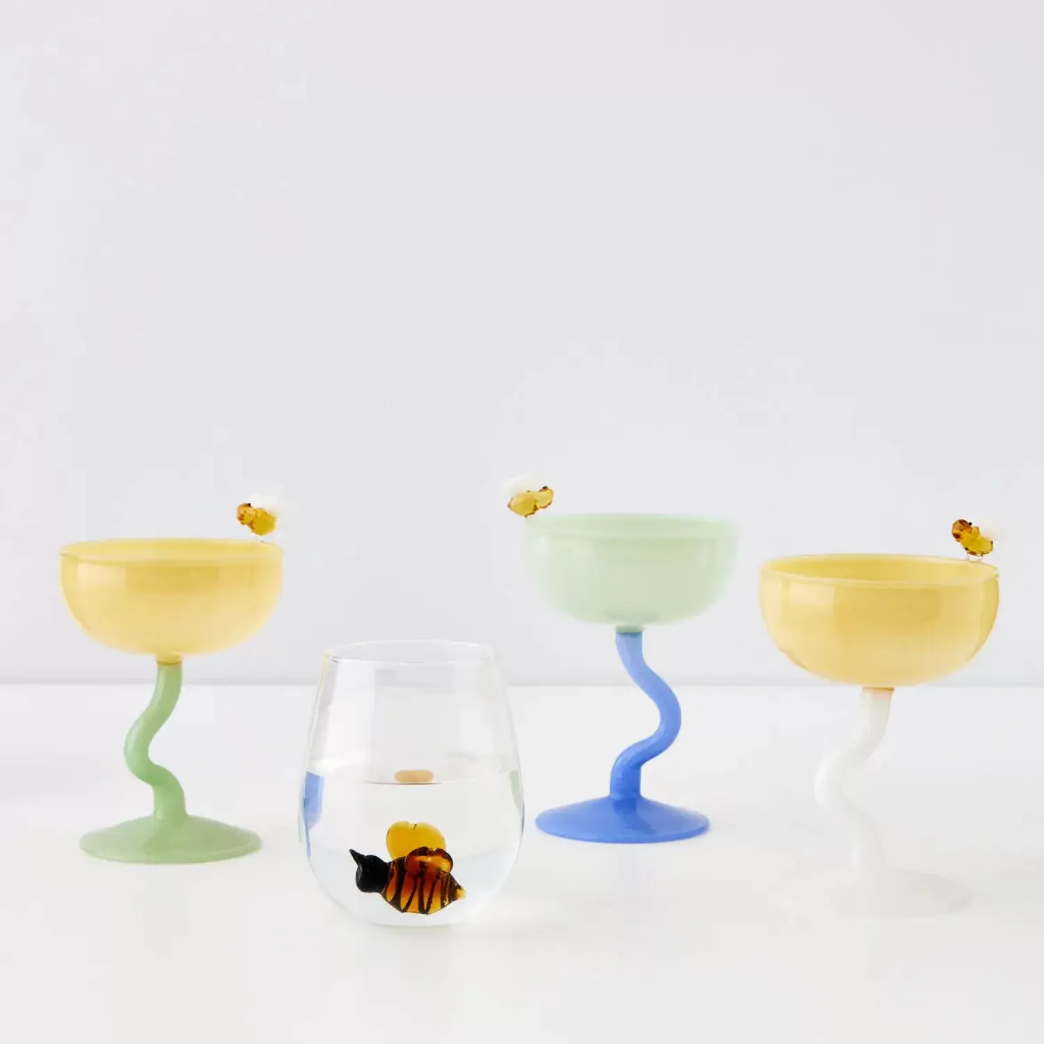 GigiandTom Bumble Cocktail Glass Yellow/White* Cocktail Glasses