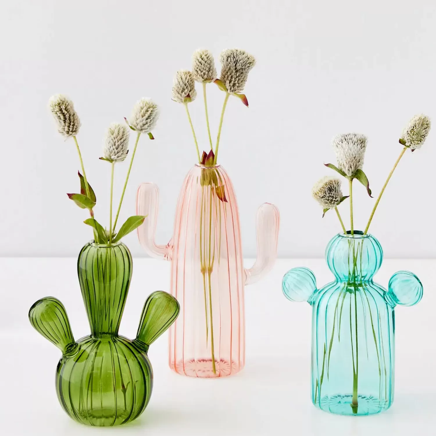 GigiandTom Cactus Medium Coloured Glass Vase Teal* Vases