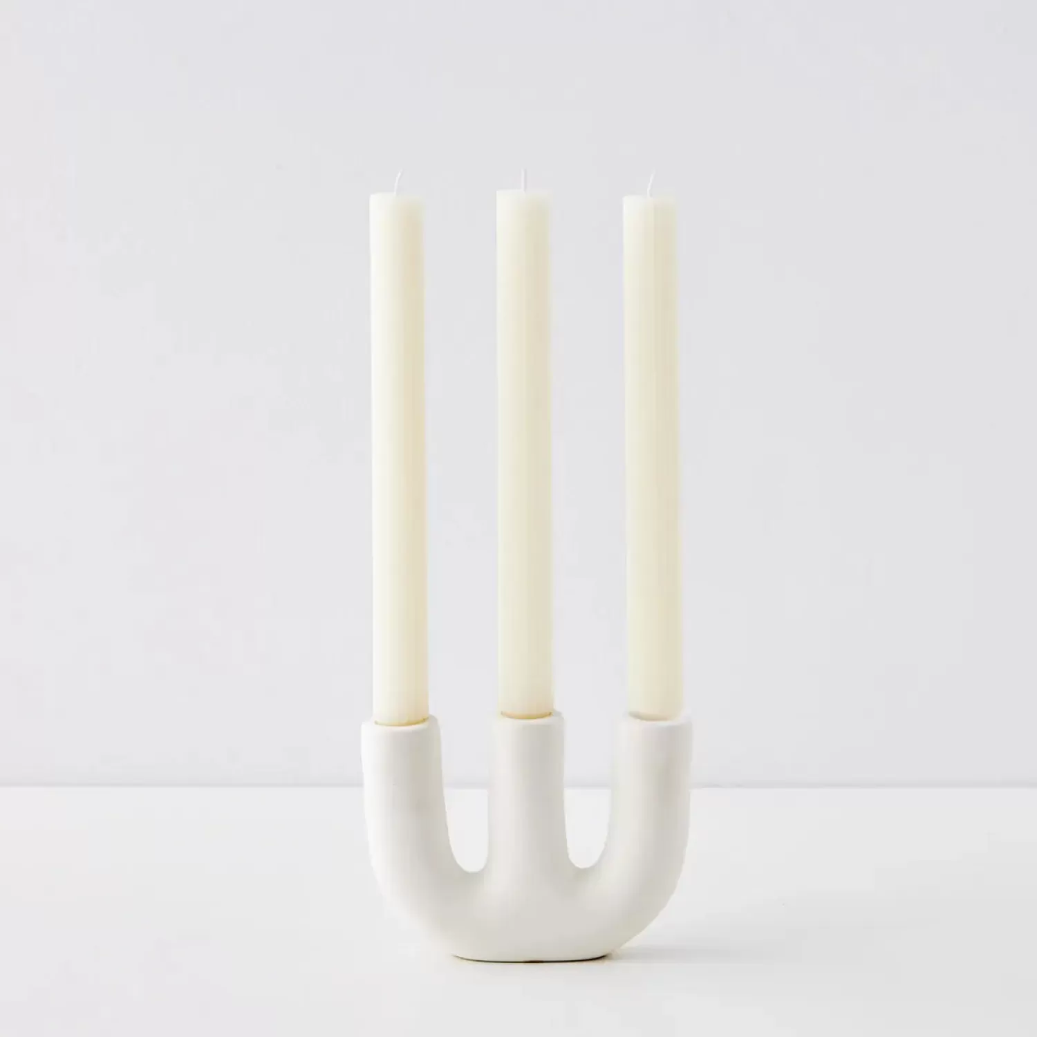 GigiandTom Candelabra Ceramic Taper Candle Holder White* Candle Holders