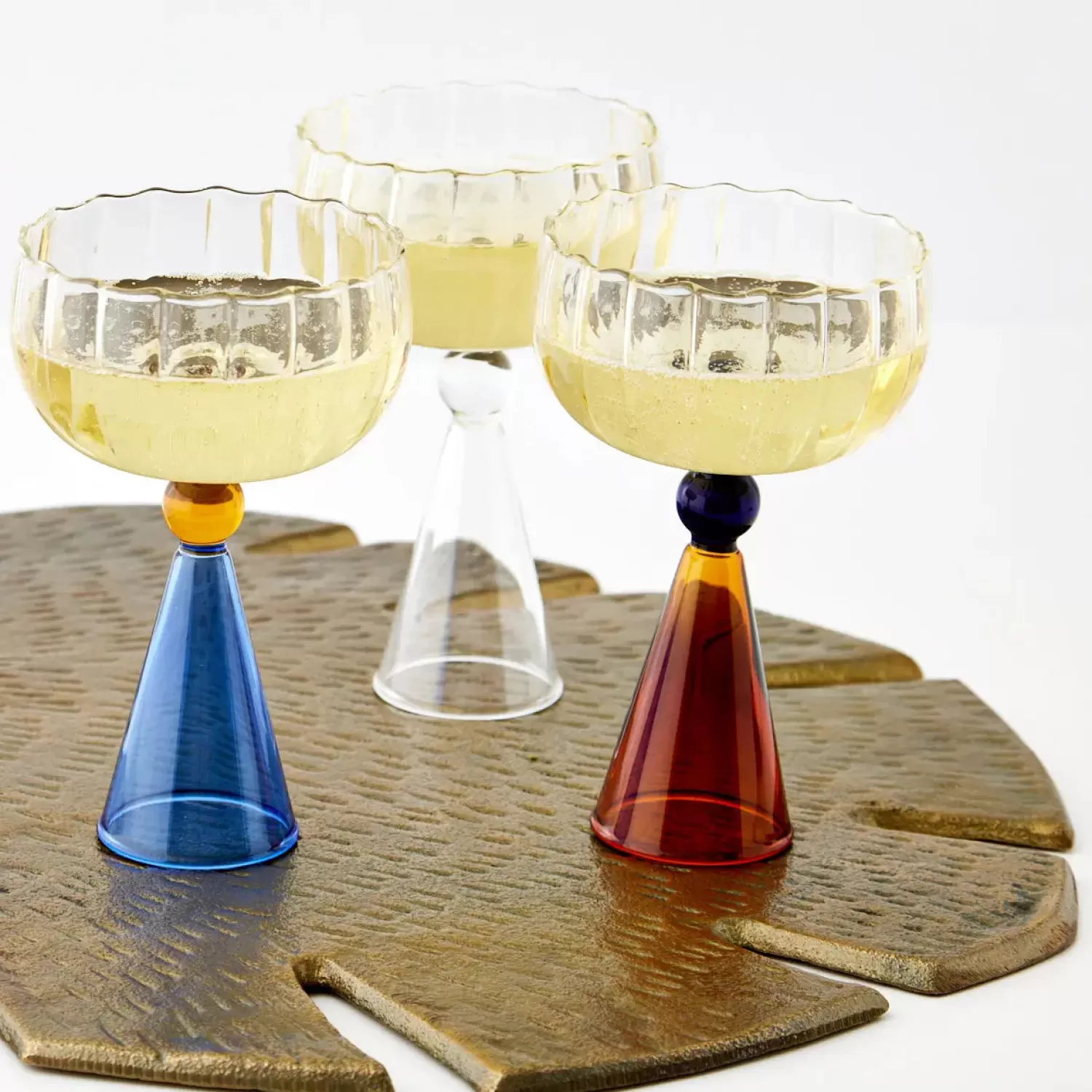 GigiandTom Champagne Cocktail Glass Clear/Navy* Wine Glasses