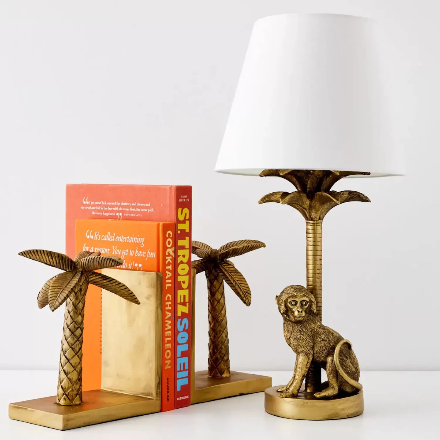 GigiandTom Charlie Chimp Resin Table Lamp Gold* Lighting