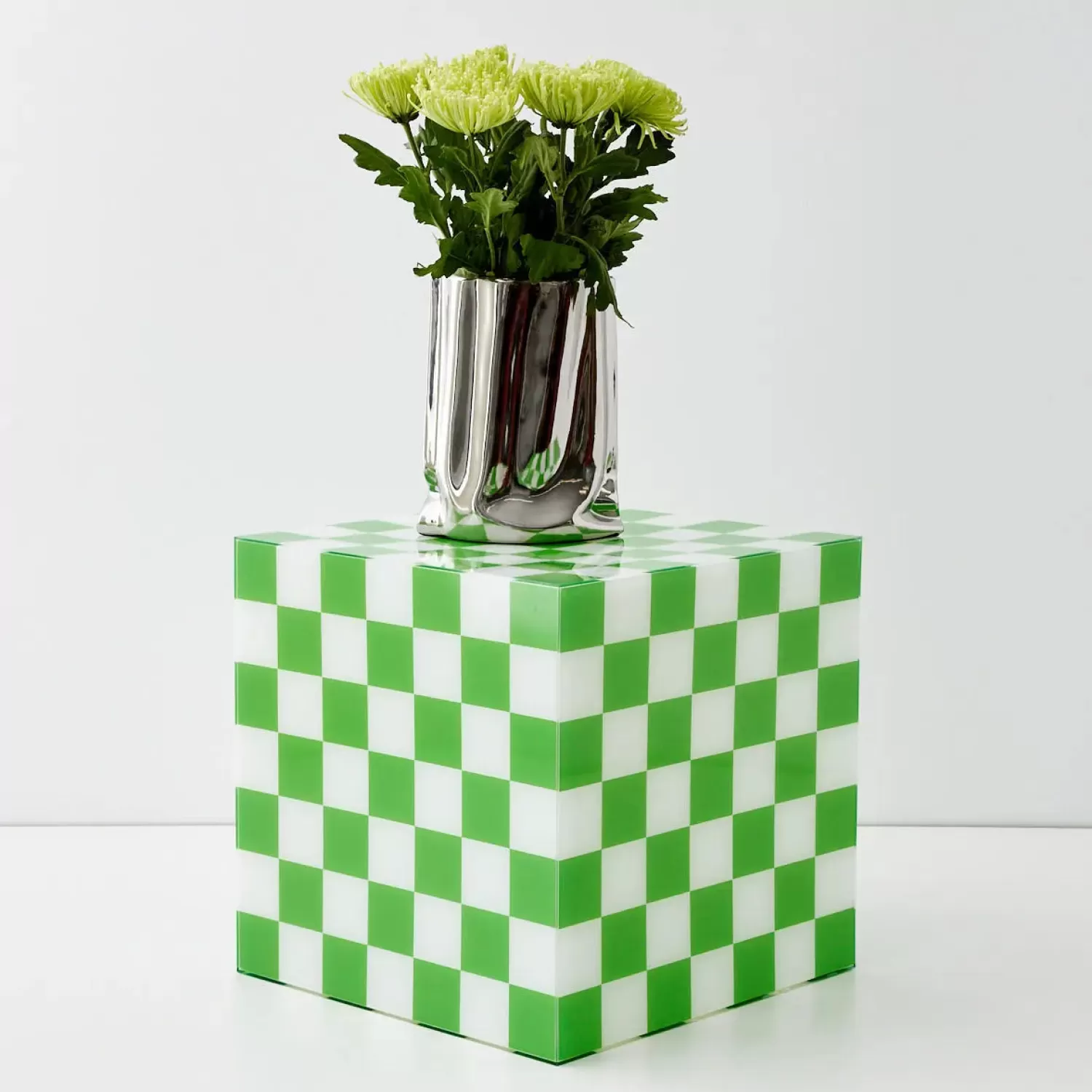 GigiandTom Checkerboard Acrylic Side Table Green* Furniture