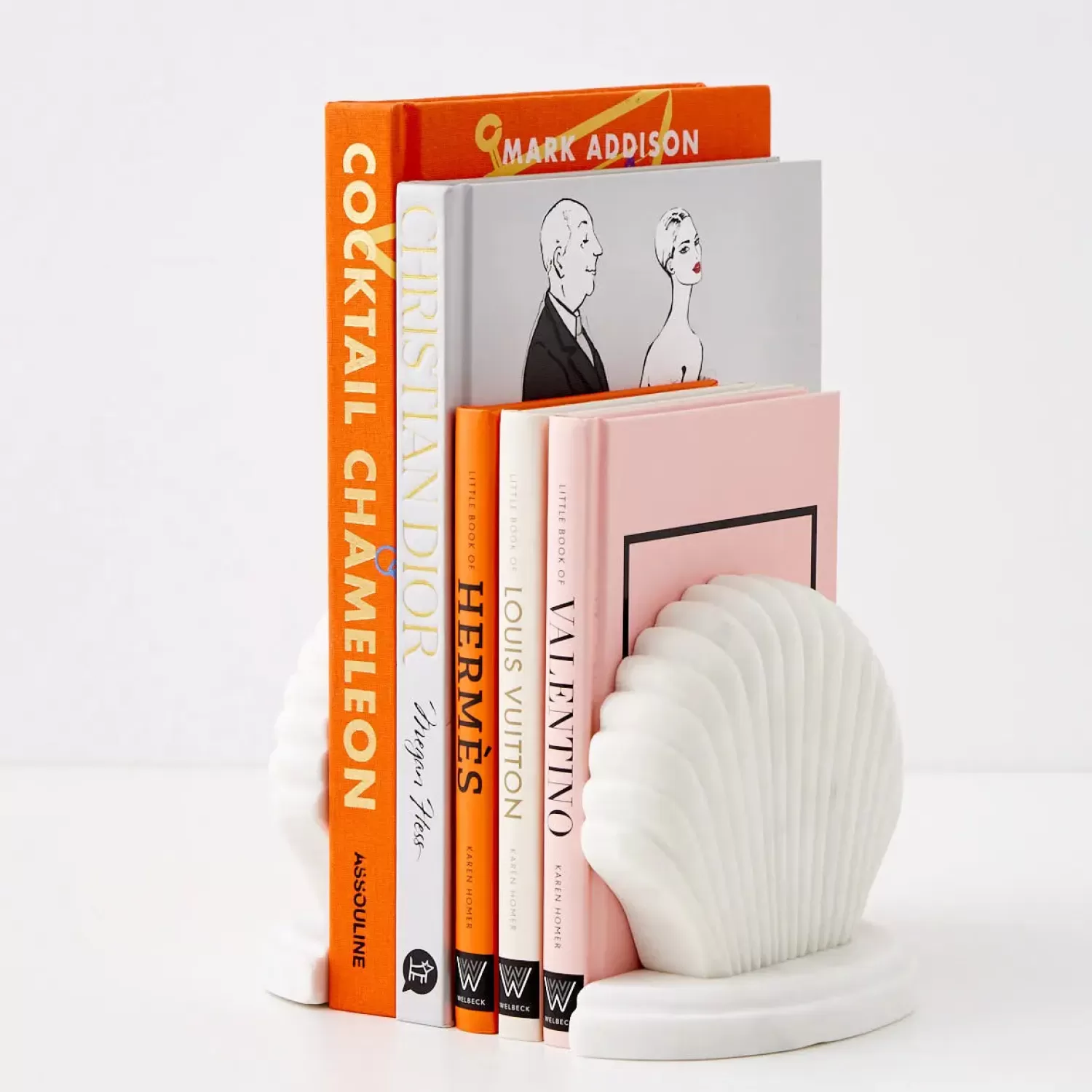 GigiandTom Clam Marble Bookends White* Decorative Objects & Trays