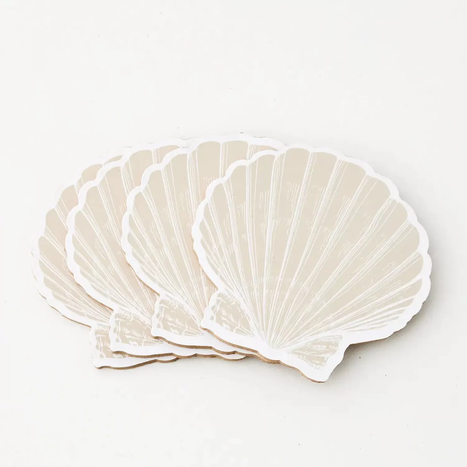 GigiandTom Clam Shell Coaster Set Of 4 Natural* Tableware