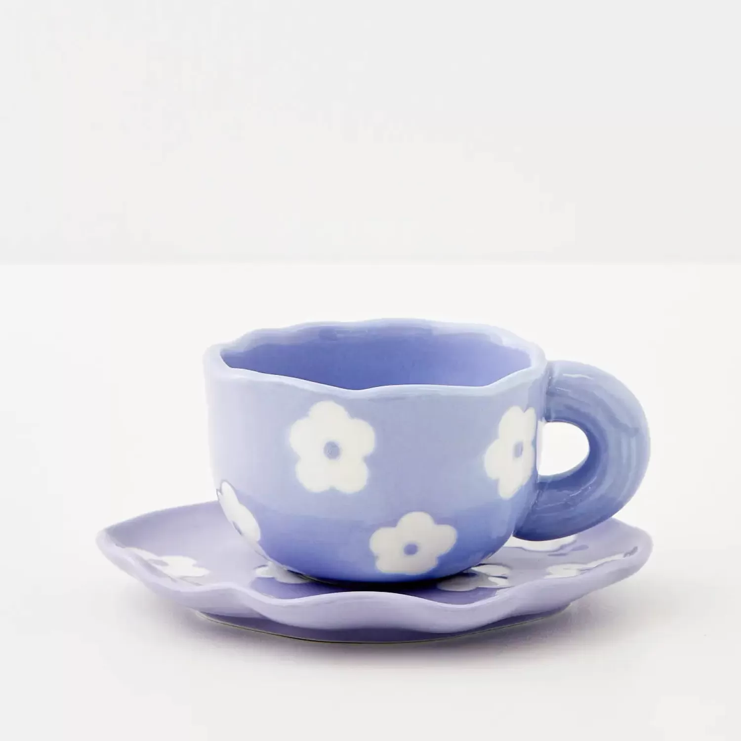 GigiandTom Daisy Ceramic Tea Cup And Saucer Lilac* Mugs & Teacups