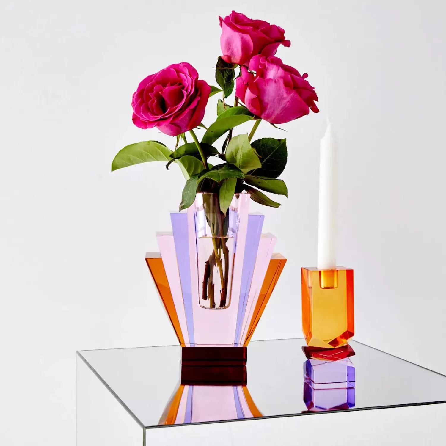 GigiandTom Diamond Deco Crystal Coloured Vase Pink Purple* Vases