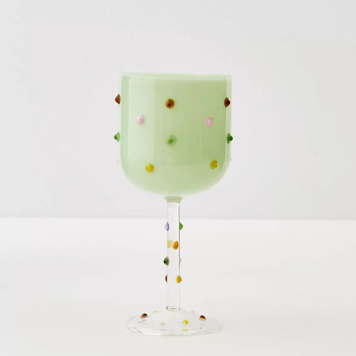 GigiandTom Dotted Wine Glass Green* Wine Glasses