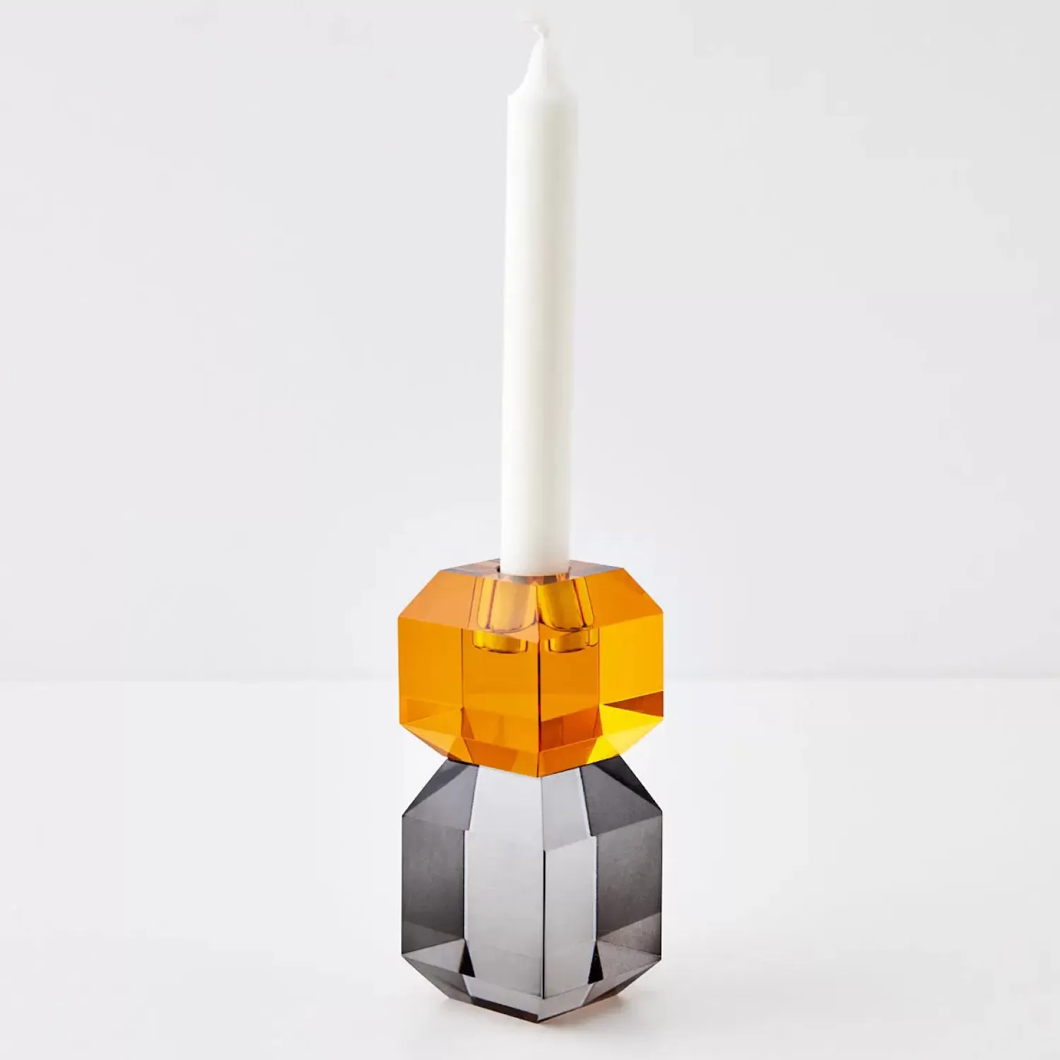 GigiandTom Edgy Crystal Taper Candle Holder Amber Smoke* Candle Holders