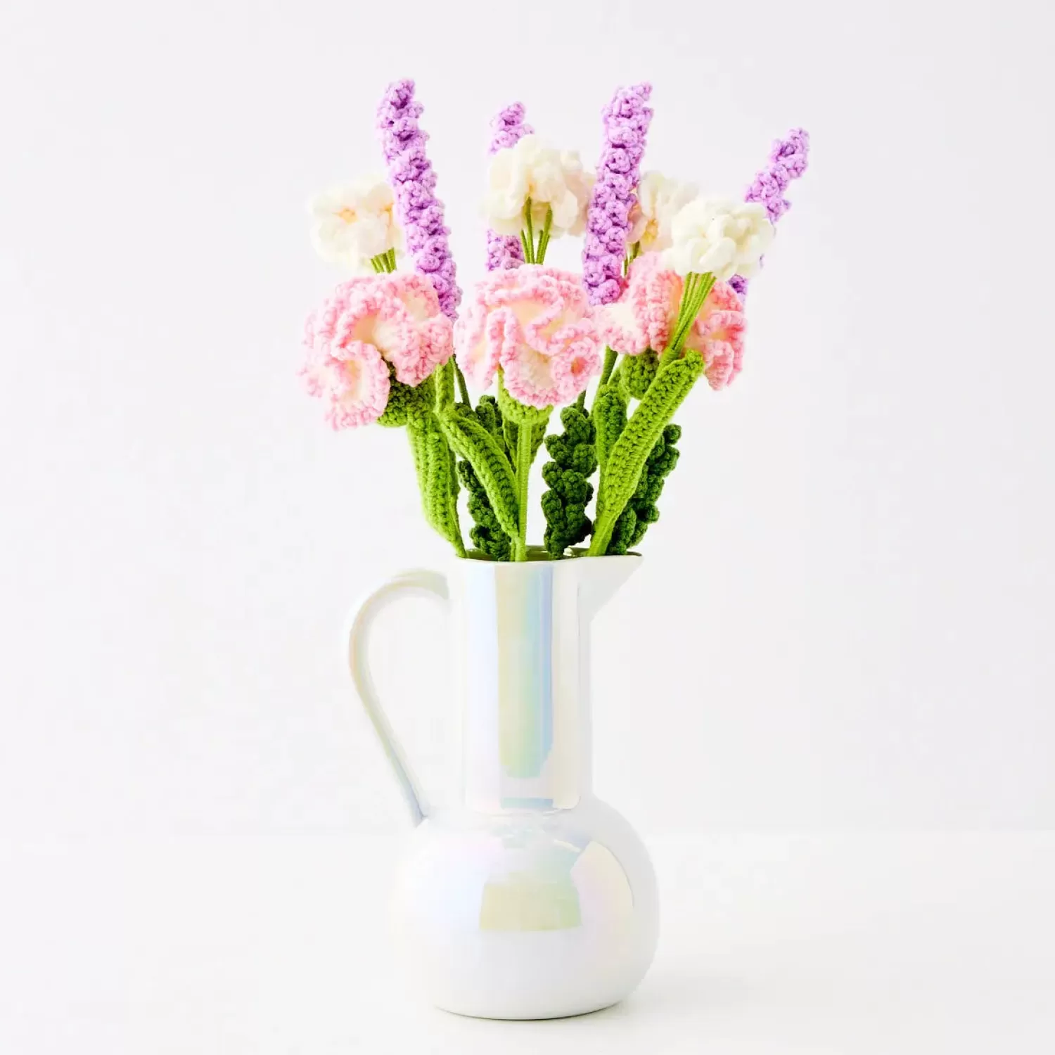 GigiandTom Freesia Hand Knitted Crochet Flower Pink* Vases