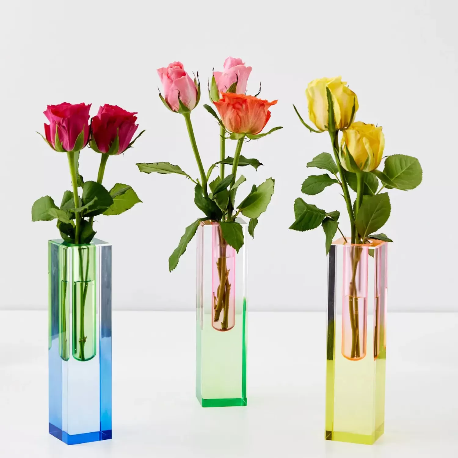 GigiandTom Kaleidoscope Ombre Acrylic Vase Yellow/Pink* Vases