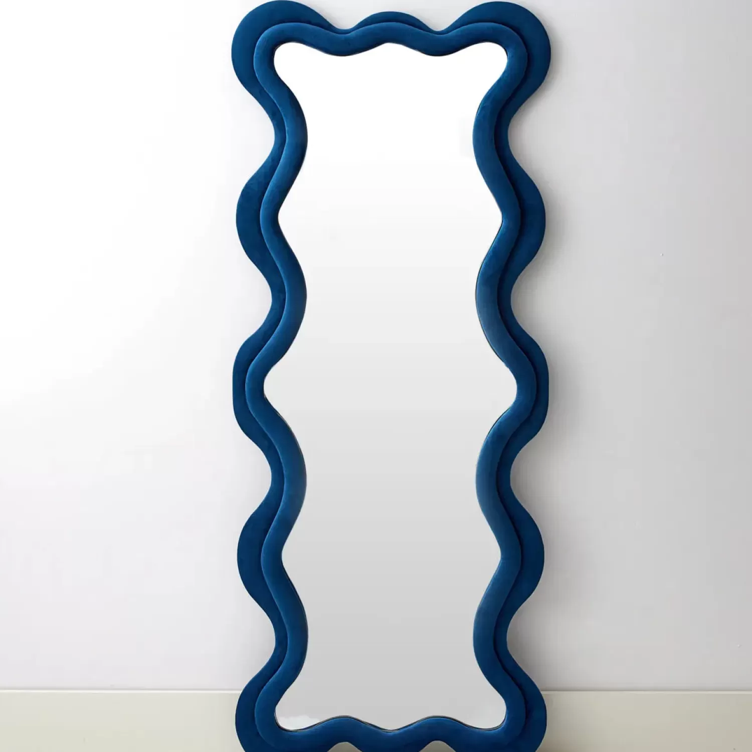 GigiandTom Kinked Wavy Velvet Full Length Mirror Blue* Mirrors