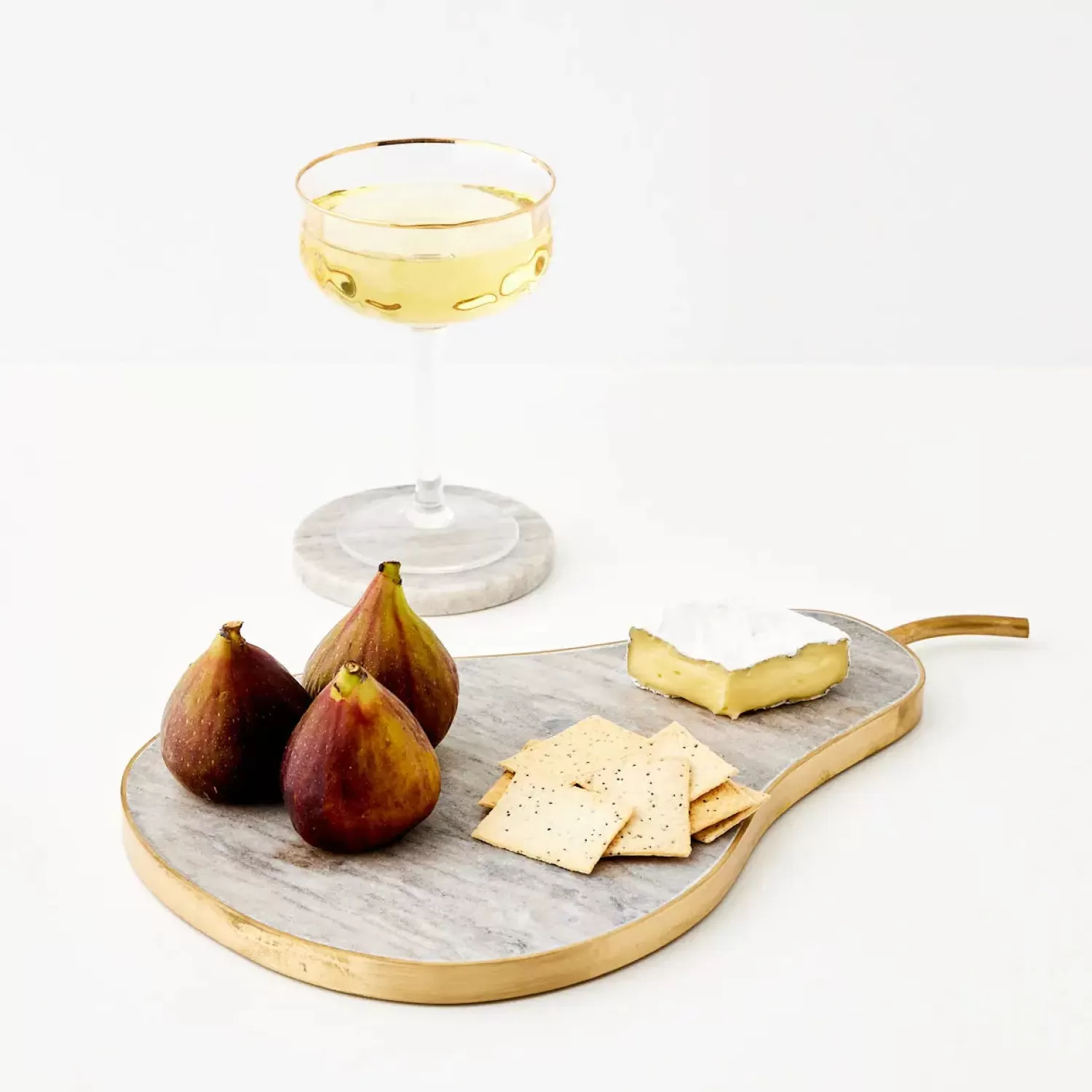 GigiandTom Lux Pear Marble & Brass Charcuterie Board* Serveware