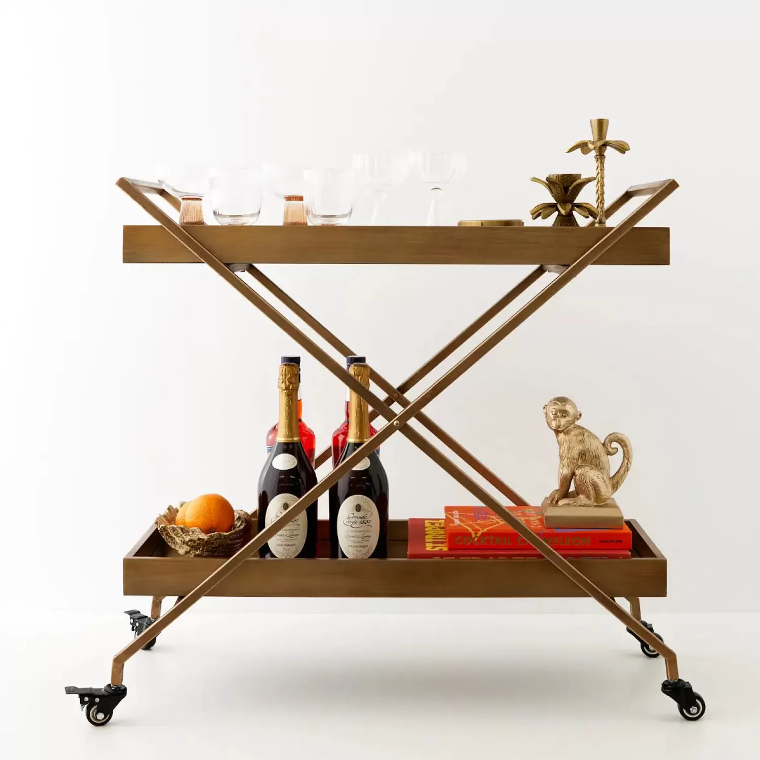 GigiandTom Metal Bar Cart Gold* Bar Tools & Accessories