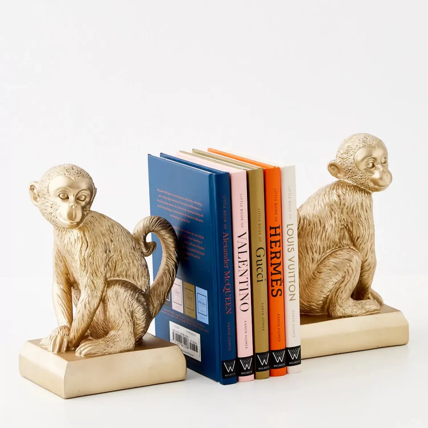 GigiandTom Monkey Resin Bookend Duo Gold* Decorative Objects & Trays