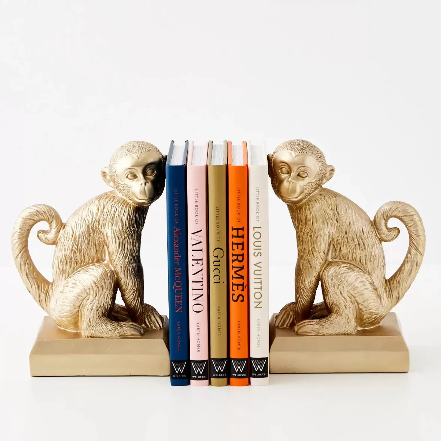 GigiandTom Monkey Resin Bookend Duo Gold* Decorative Objects & Trays