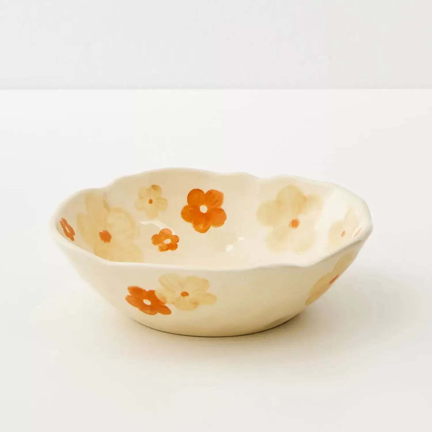 GigiandTom Painted Blooms Ceramic Bowl Orange* Tableware