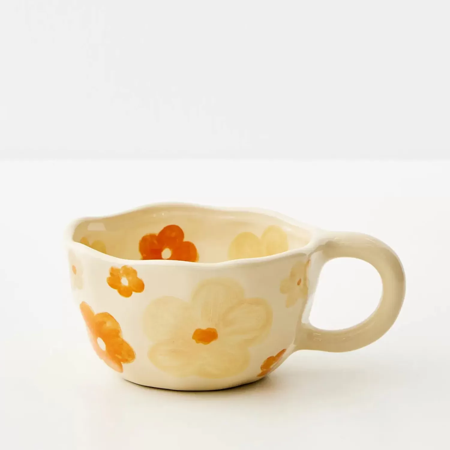 GigiandTom Painted Blooms Ceramic Mug Orange* Mugs & Teacups