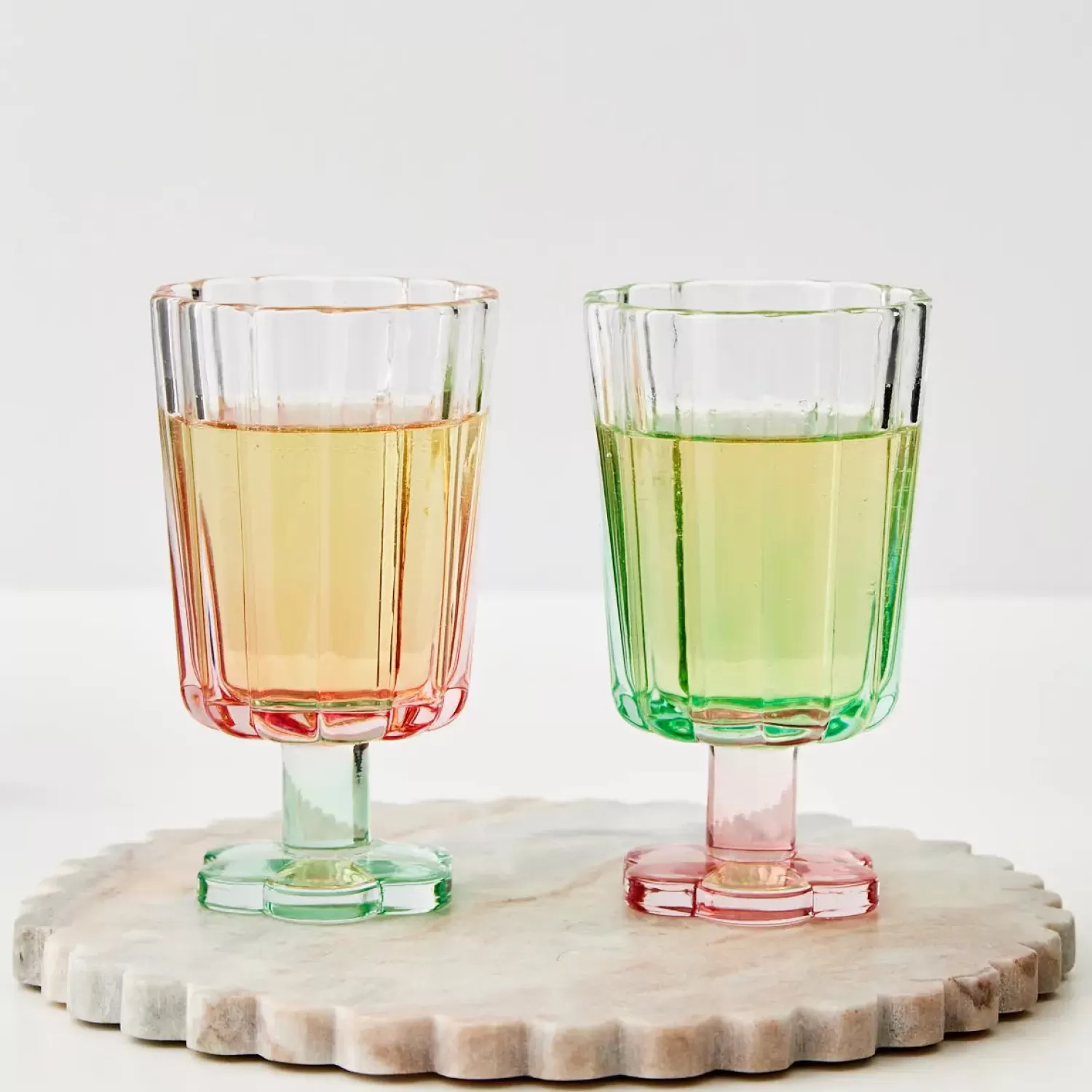 GigiandTom Posie Ribbed Wine Glass Green* Wine Glasses