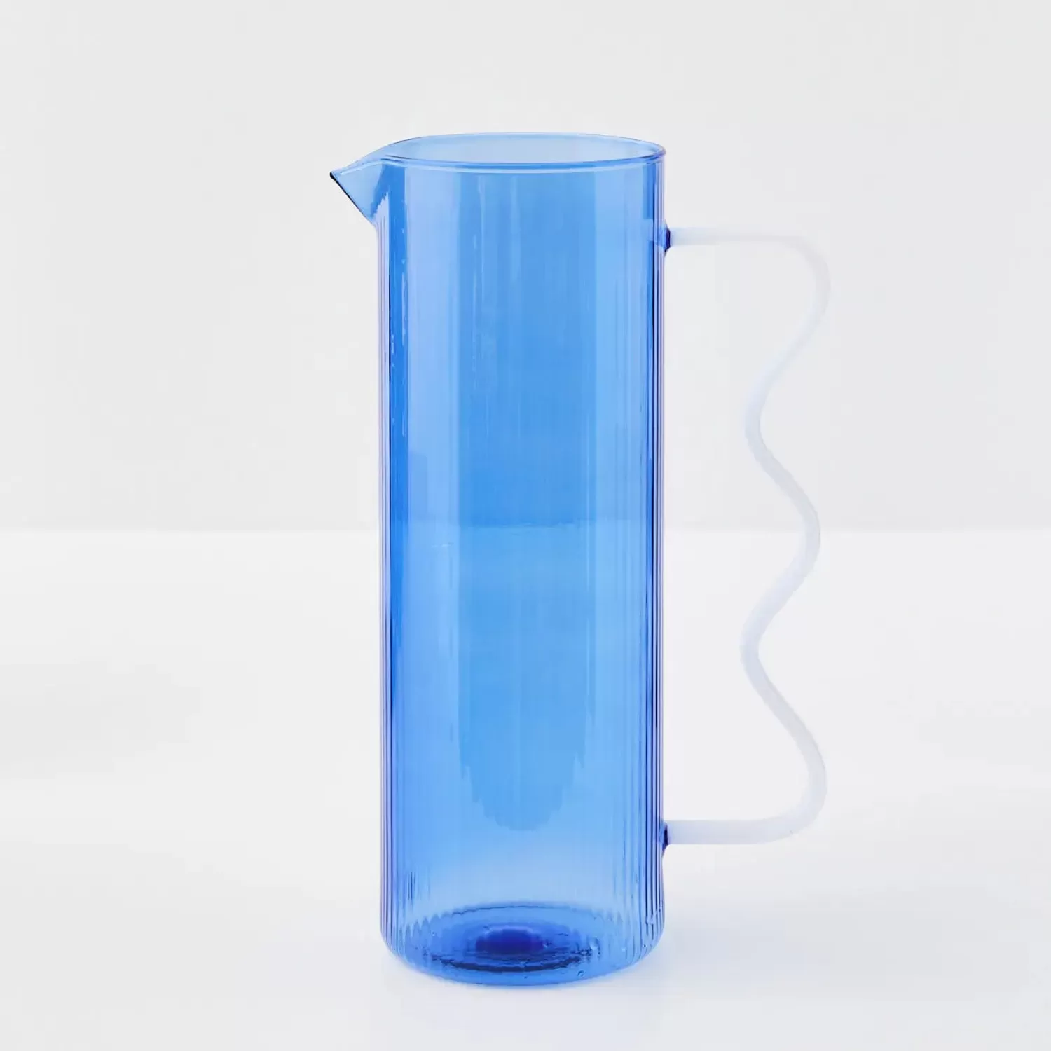 GigiandTom Ribbed Glass Jug Blue* Jugs & Carafes