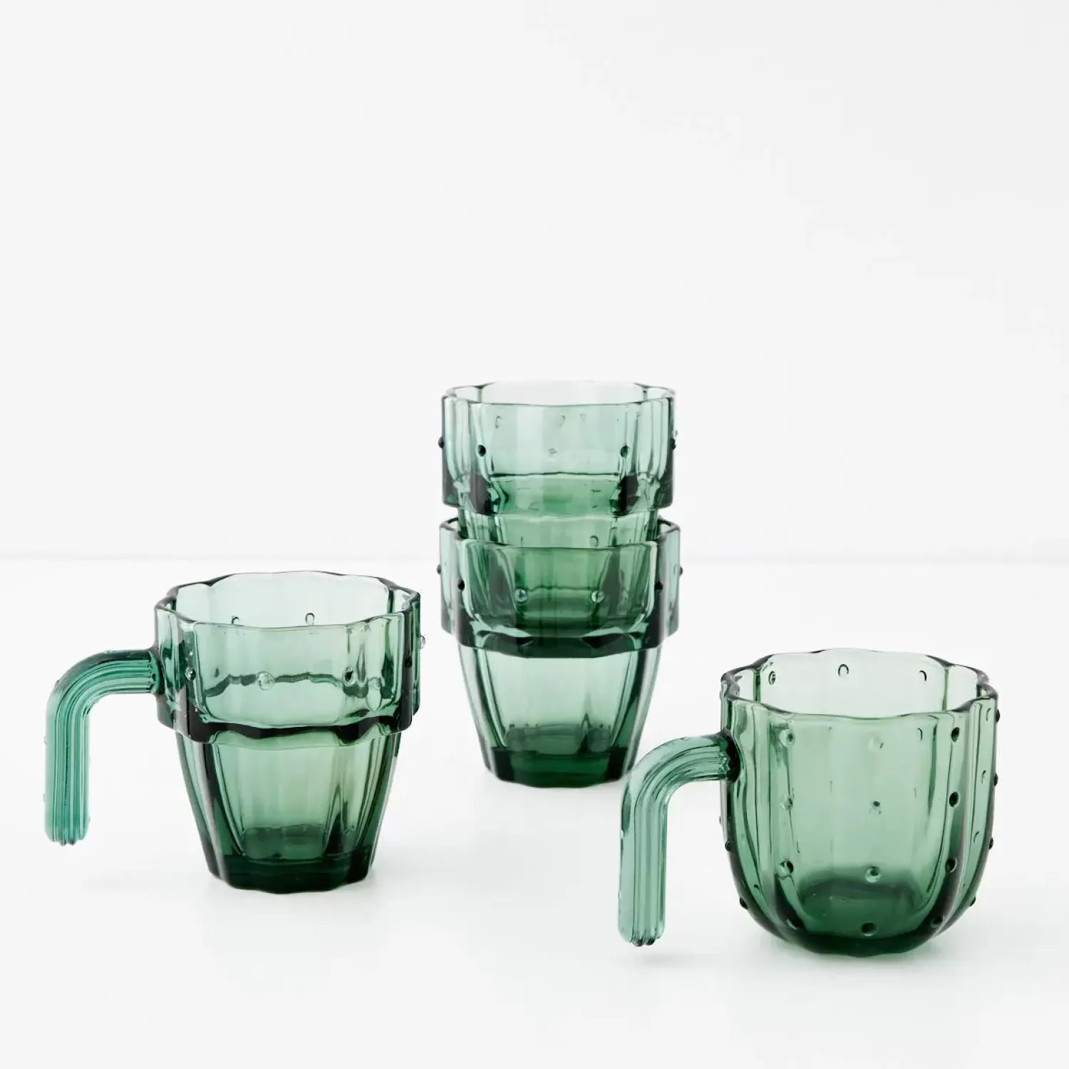 GigiandTom Saguaro Cactus Glass Set Of 4 Green* Drinkware