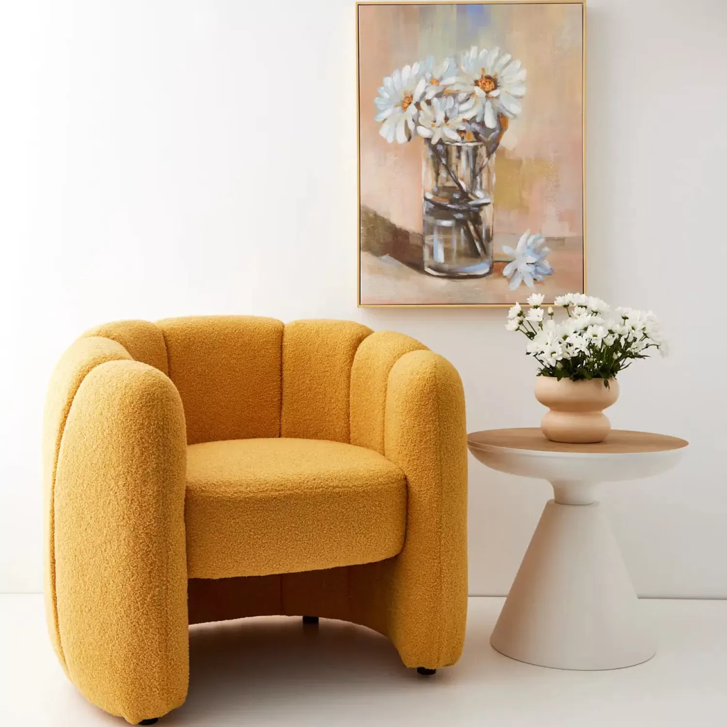 GigiandTom Shell Fabric Accent Chair Mustard* Furniture