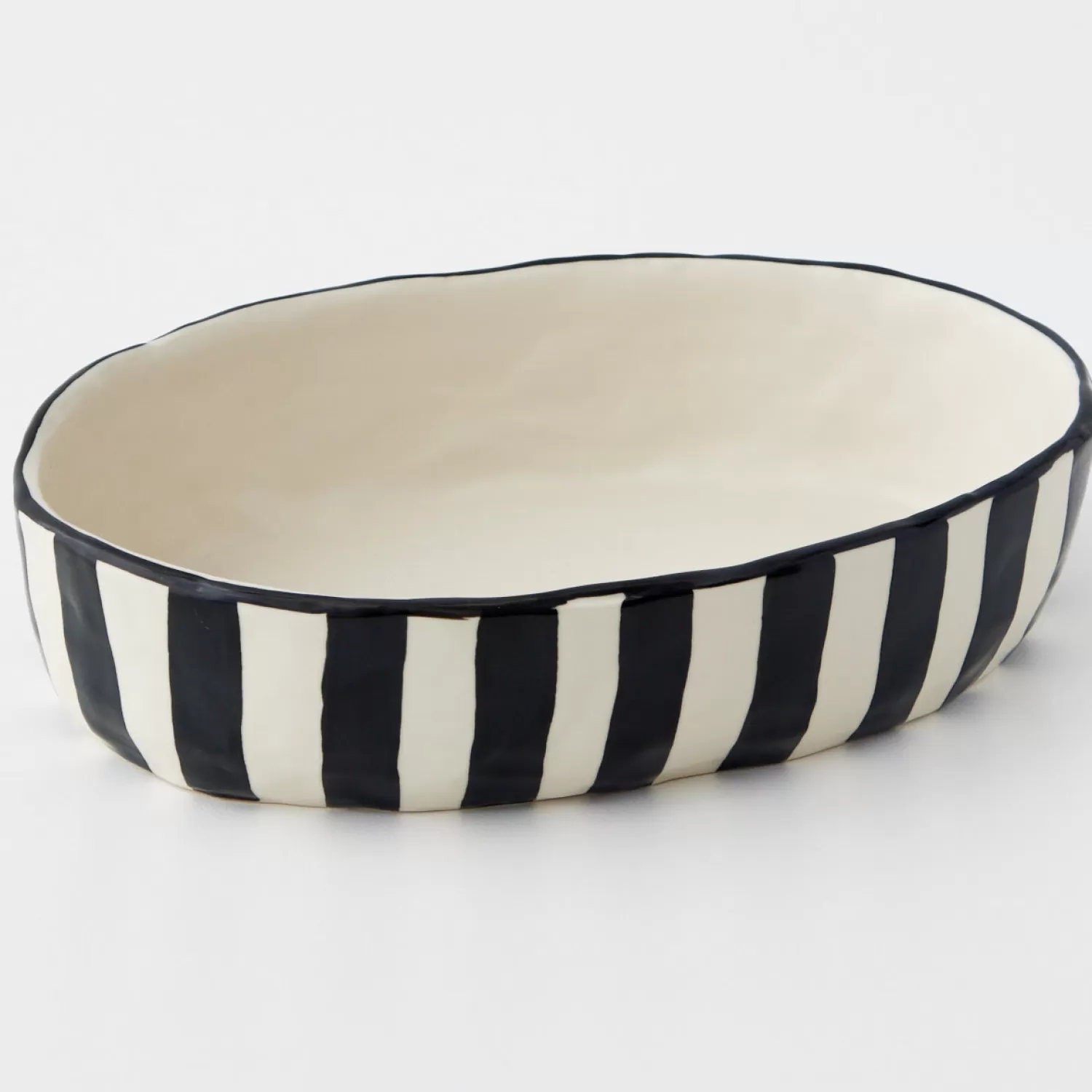 GigiandTom Stripe Shallow Ceramic Serving Bowl* Serveware