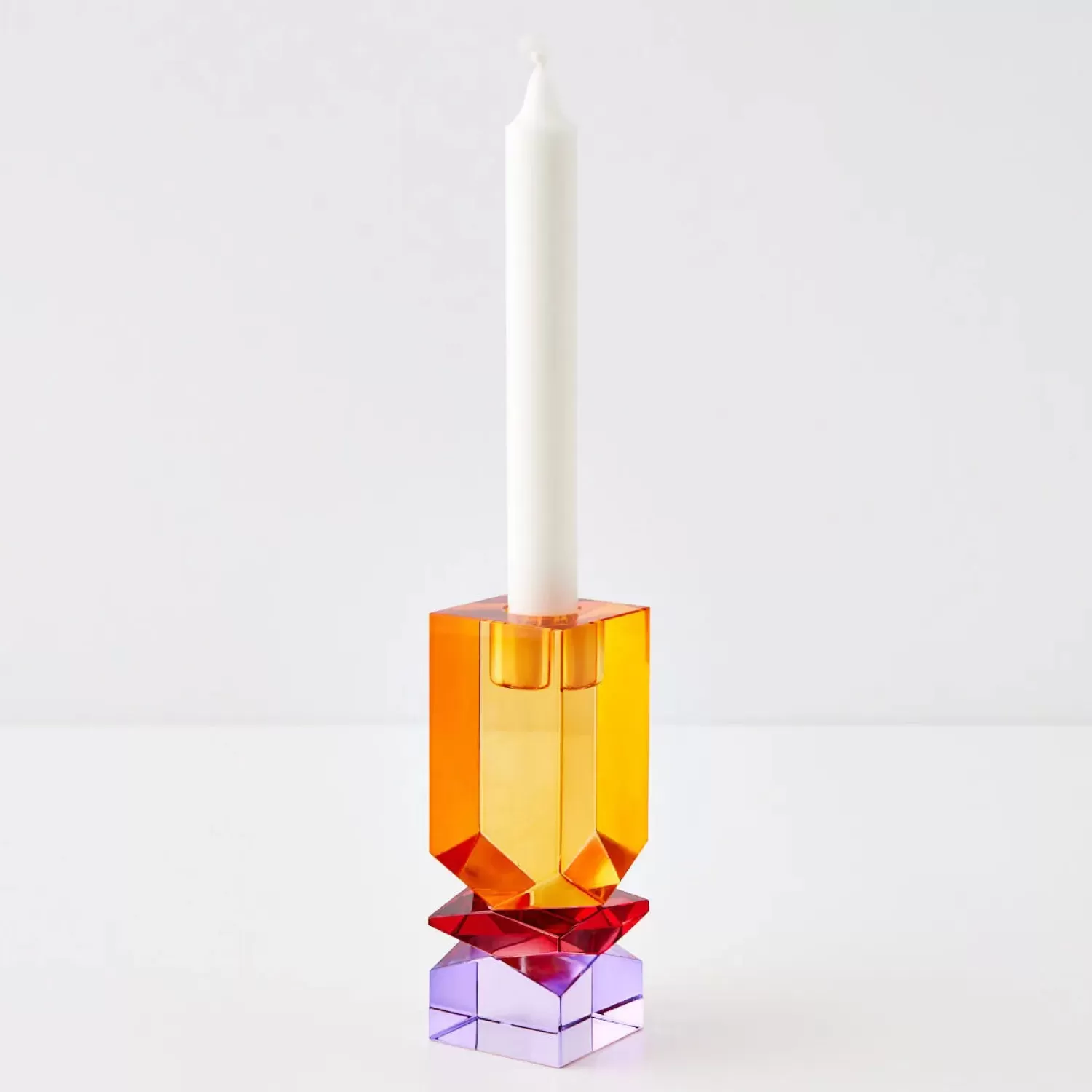 GigiandTom Technicolour Crystal Taper Candle Holder Amber Purple* Candle Holders