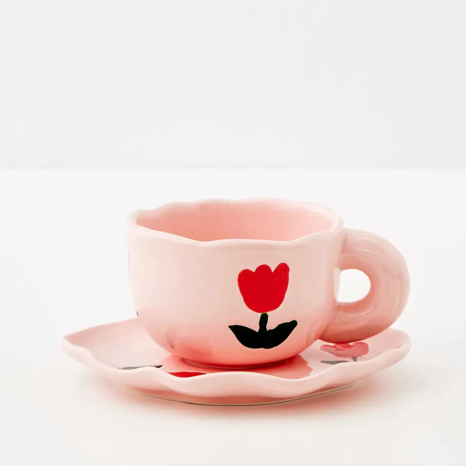 GigiandTom Tulip Ceramic Tea Cup And Saucer Pink* Mugs & Teacups