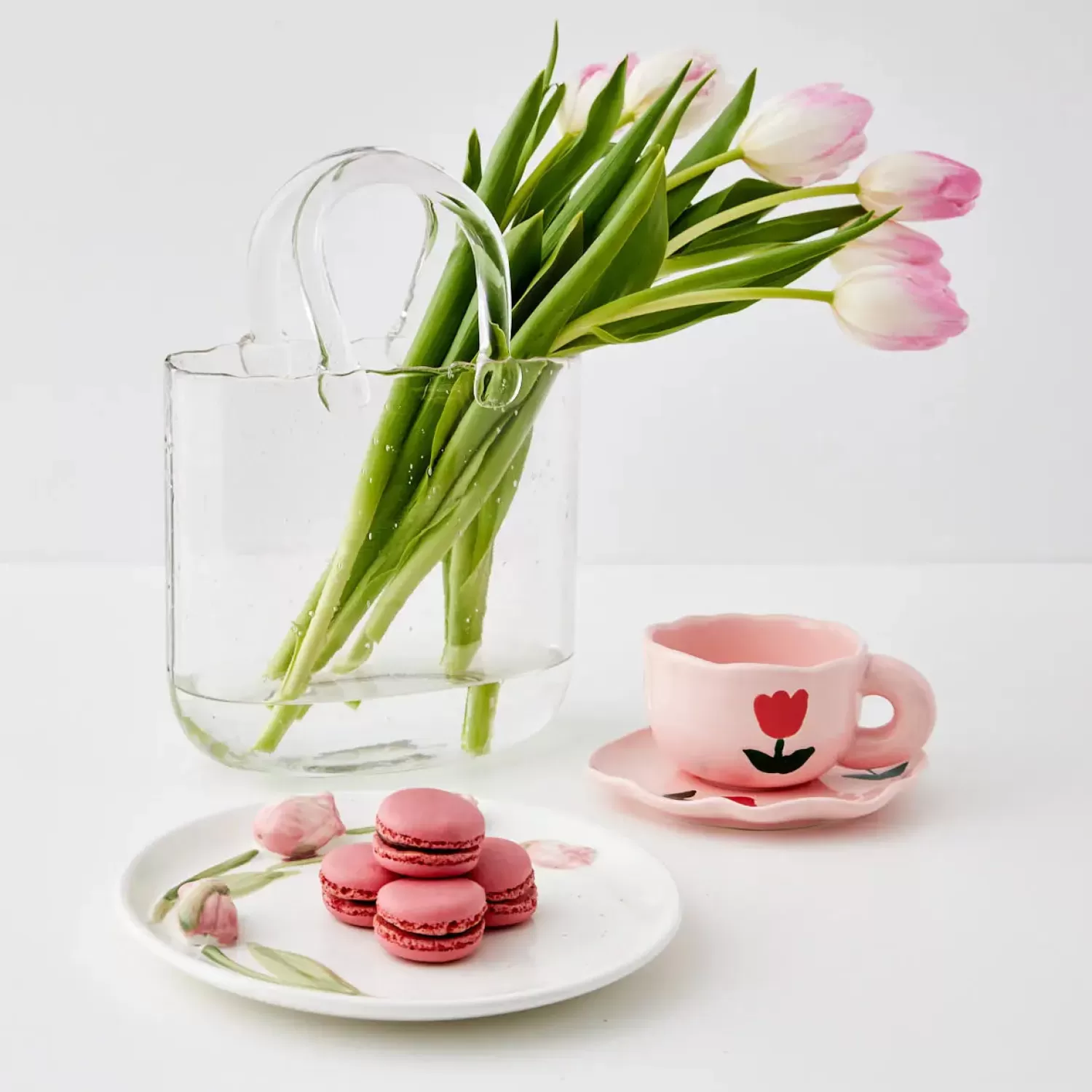 GigiandTom Tulip Ceramic Tea Cup And Saucer Pink* Mugs & Teacups